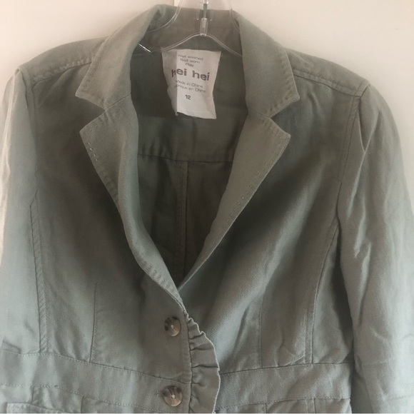 Hey hei linen blend sage green utility jacket - Picture 2 of 12